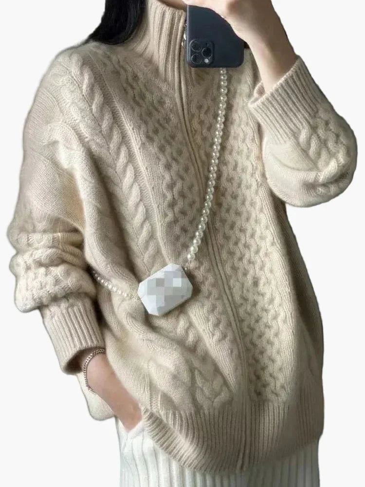 Drune | Strickjacke mit Zopfmuster, lässiger Cardigan, modisch für Alltag und Freizeit
