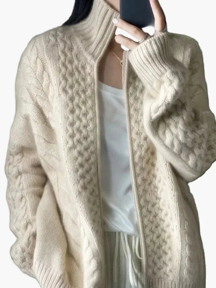 Drune | Strickjacke mit Zopfmuster, lässiger Cardigan, modisch für Alltag und Freizeit
