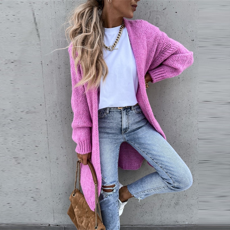 Drune | Casual Lang Gestrickte Jacke für Damen