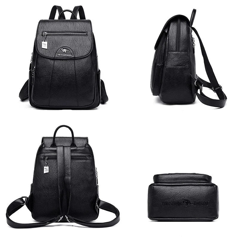 Drune | Großer Leder Rucksack Mit Diebstahlschutz Für Damen