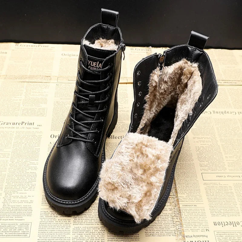 Drune - Warme Plateau-Schnürstiefel für Damen