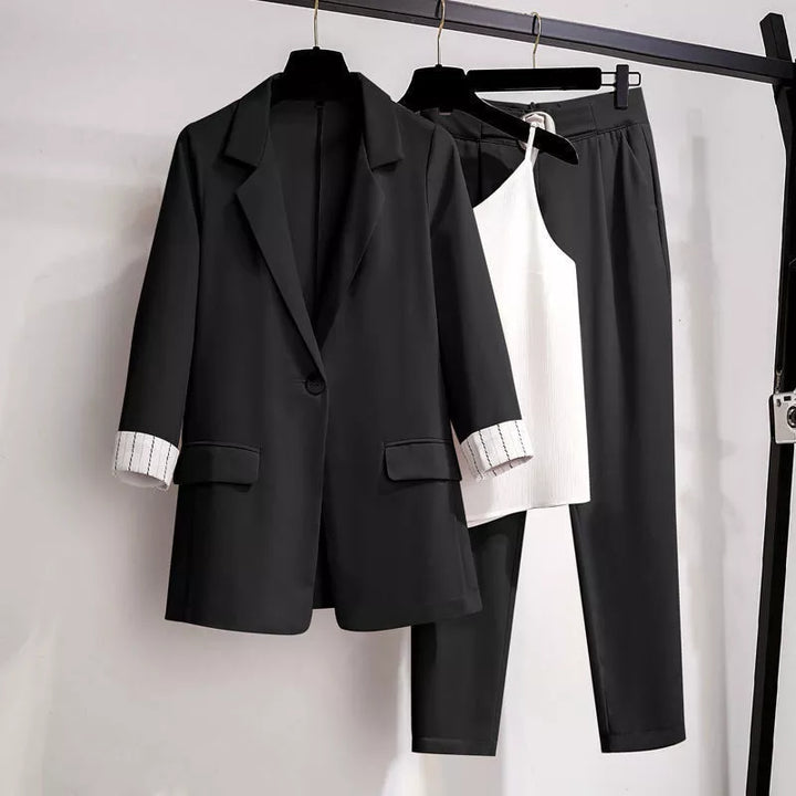 Drune | Eleganter Dreiteiliger Anzug in Übergröße Für Damen