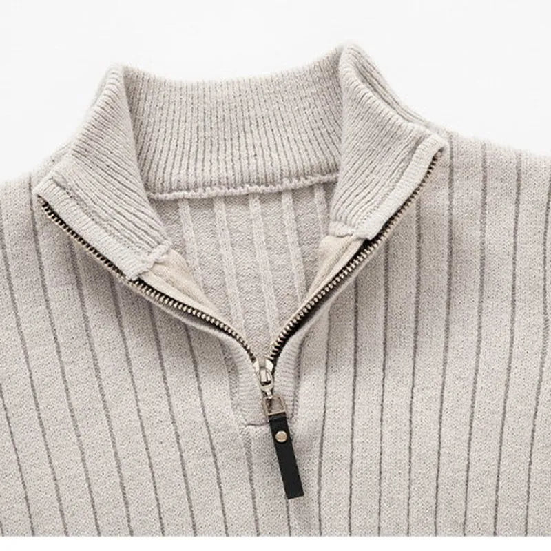 Drune | Strickpullover mit Stehkragen und Halbreißverschluss - Eleganter Freizeit- und Business-Look
