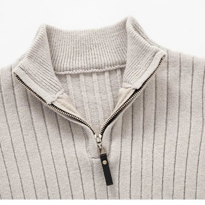 Drune | Strickpullover mit Stehkragen und Halbreißverschluss - Eleganter Freizeit- und Business-Look