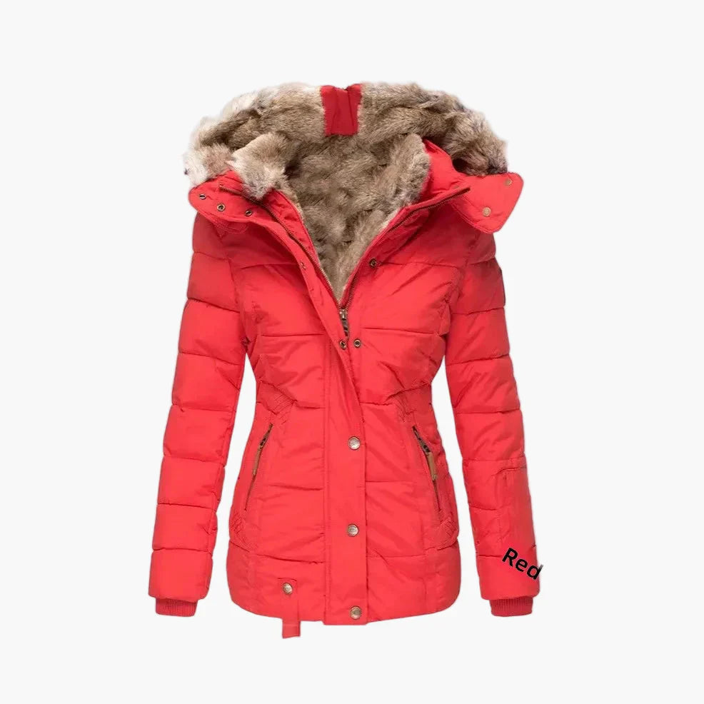 Drune | Winter Steppjacke mit Kapuze und Kunstfell - Modische Figurbetonung, Ideal für kalte Tage