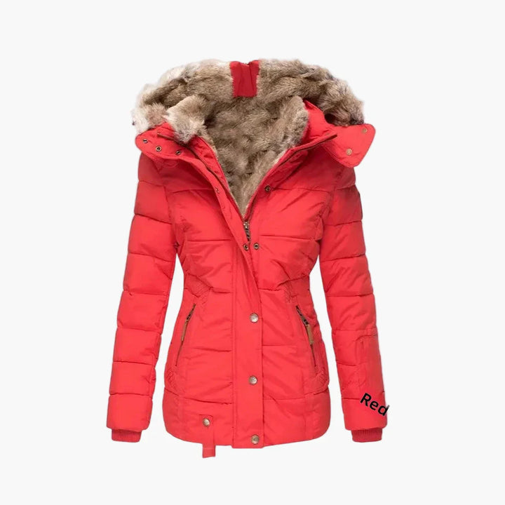 Drune | Winter Steppjacke mit Kapuze und Kunstfell - Modische Figurbetonung, Ideal für kalte Tage