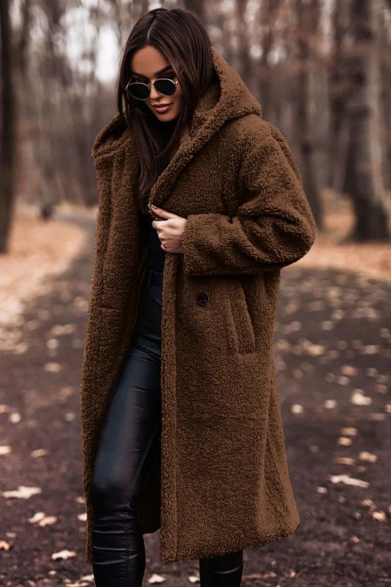 Drune | Damen Winter Kapuze Weich Langer Mantel Warme