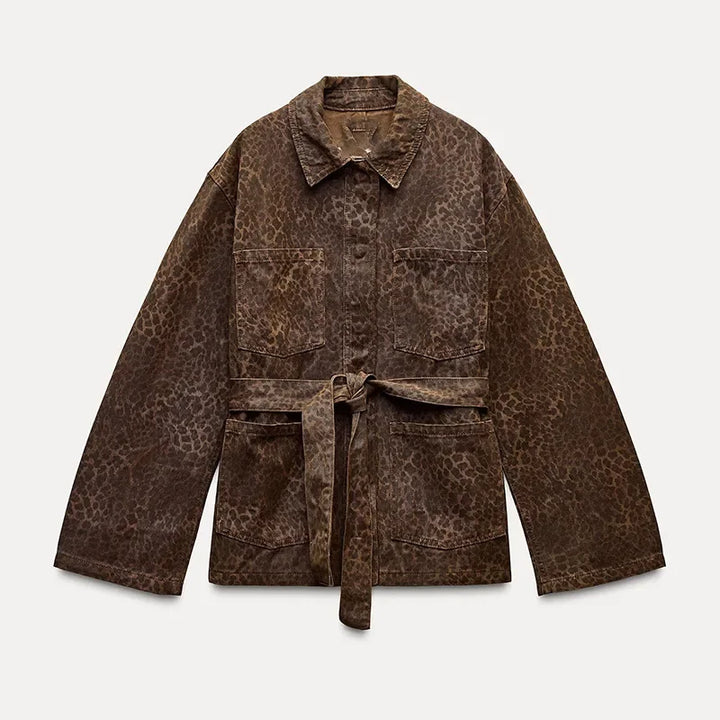 Drune | Jeansjacke mit Leopardenmuster