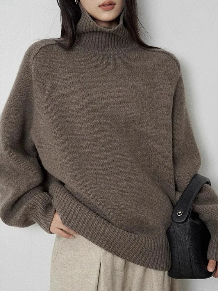 Drune | Hohe Halsausschnitt Sweatshirt - Wollmischung - Oversized Fit - Rippbesatz Lounge Pullover