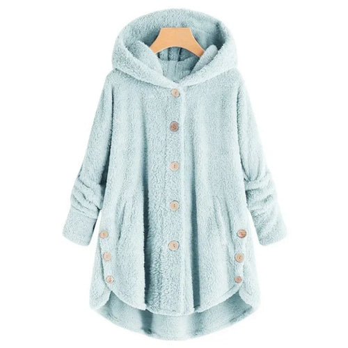 Drune | Fleecejacke - Lockere Passform - Kapuze - Knopfverschluss - Lange Ärmel - Länger hinten