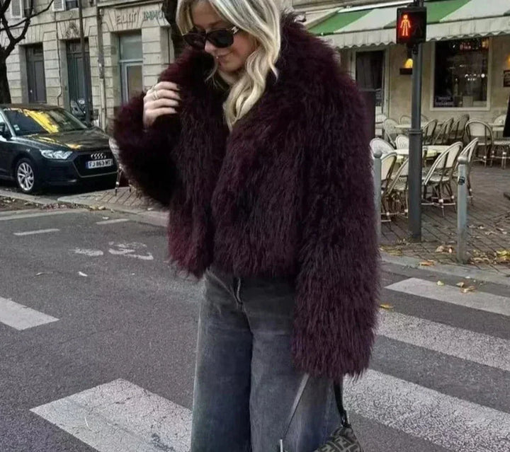 Drune | Kunstpelzjacke - Weiche Plüschtextur - Statement-Oberbekleidung - Winter Glam