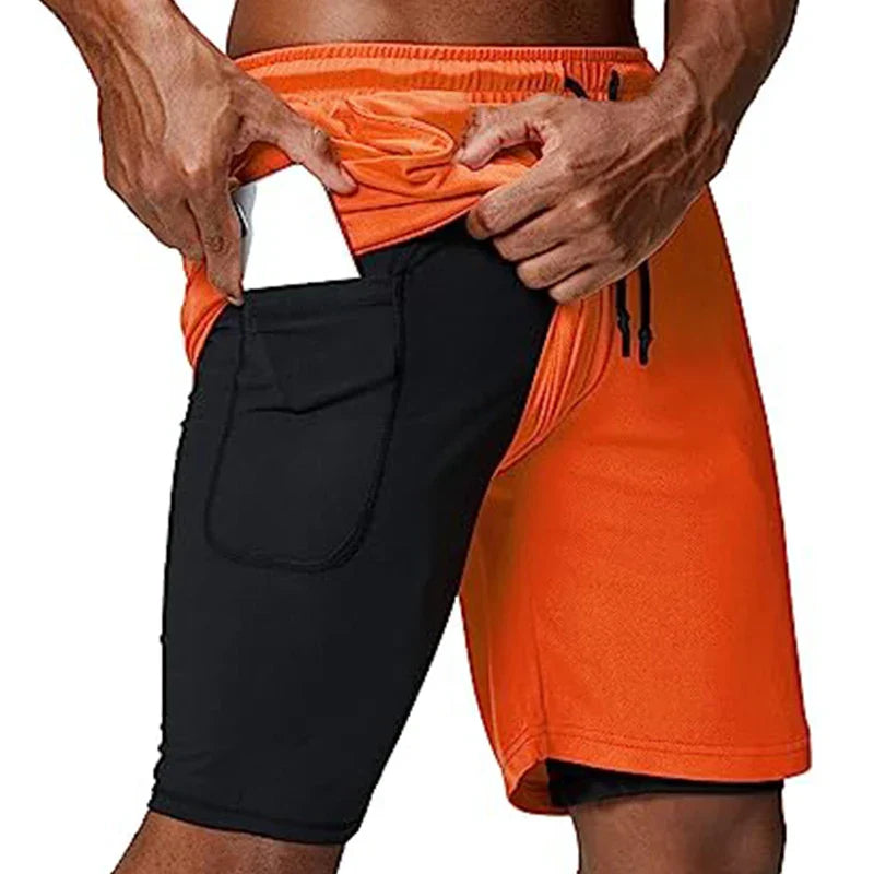 Drune | Herren 2 in 1 Laufshorts Schnelltrocknend Für Sport Und Training Selfico