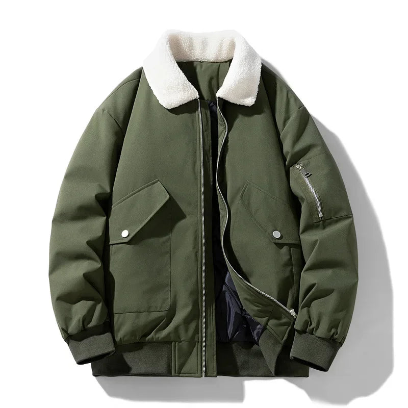 Drune | Winter Bomberjacke mit modischem Lammfellkragen - Lässiger Stil für kalte Tage