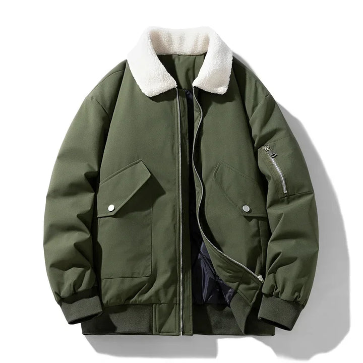 Drune | Winter Bomberjacke mit modischem Lammfellkragen - Lässiger Stil für kalte Tage