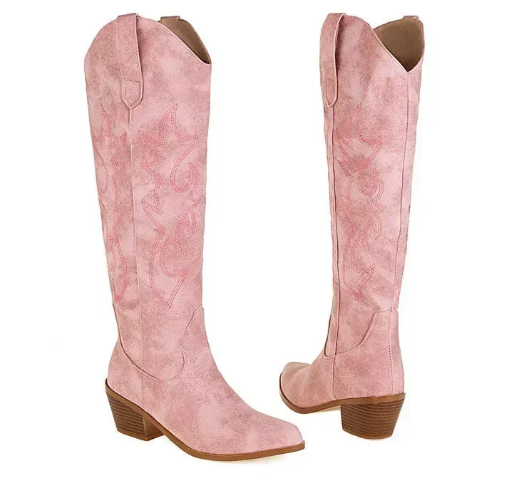 Drune | Kniehohe Cowboystiefel Aus Wildleder Für Damen
