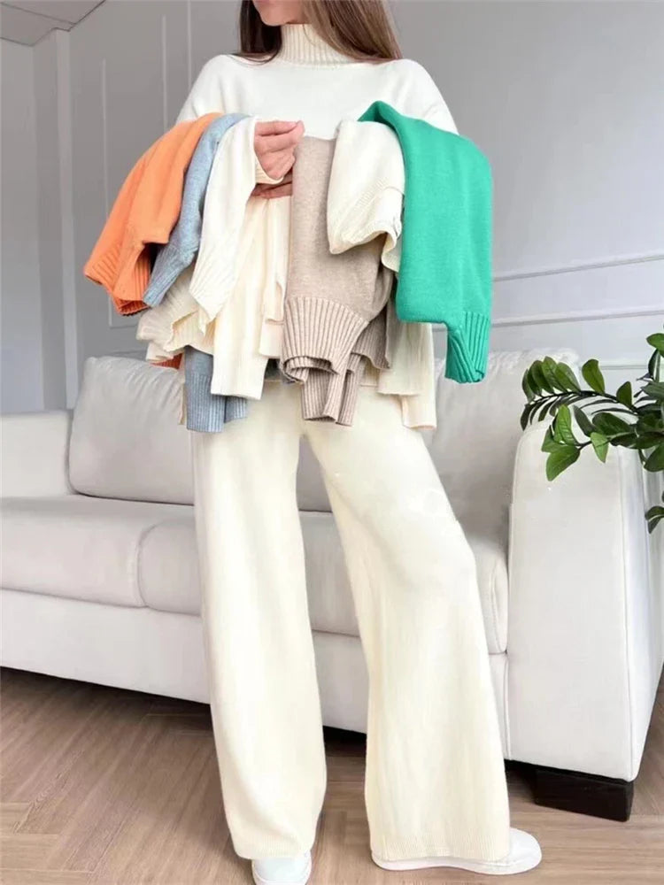 Drune | teilige Loungewear-Set - gestrickter Damenpullover und Hose