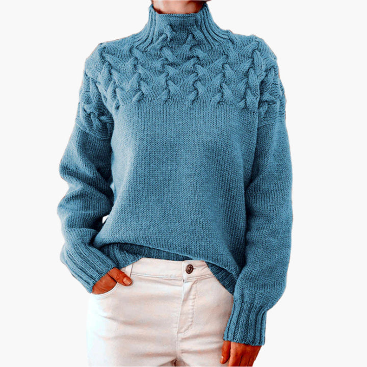 Drune | Strickpullover mit Zopfmuster und hohem Kragen - Eleganter Winterpullover für Alltag & Freizeit