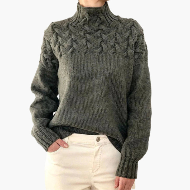 Drune | Strickpullover mit Zopfmuster und hohem Kragen - Eleganter Winterpullover für Alltag & Freizeit