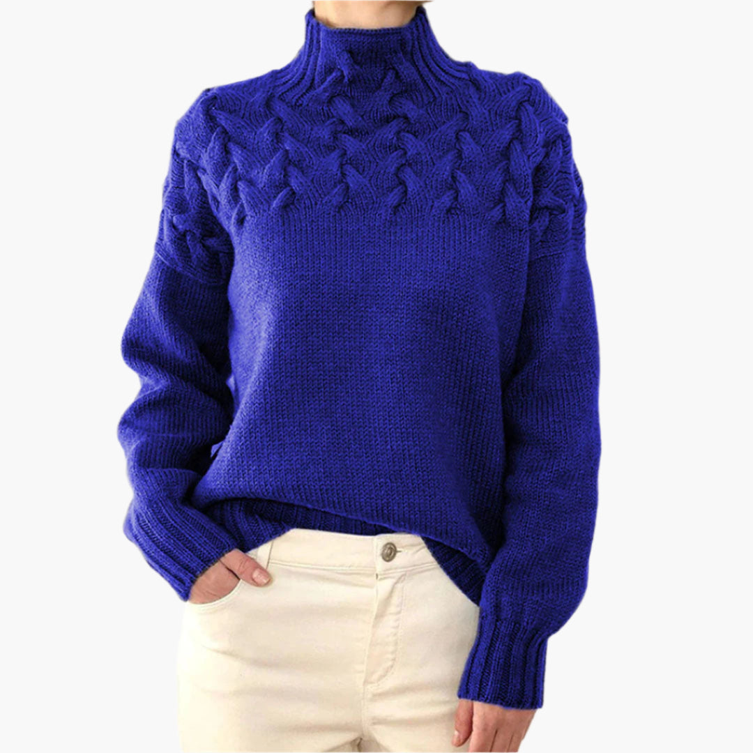 Drune | Strickpullover mit Zopfmuster und hohem Kragen - Eleganter Winterpullover für Alltag & Freizeit