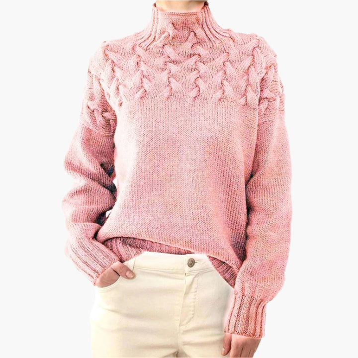 Drune | Strickpullover mit Zopfmuster und hohem Kragen - Eleganter Winterpullover für Alltag & Freizeit