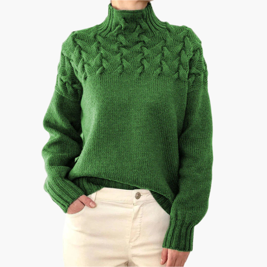 Drune | Strickpullover mit Zopfmuster und hohem Kragen - Eleganter Winterpullover für Alltag & Freizeit