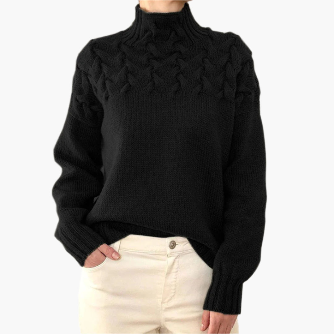 Drune | Strickpullover mit Zopfmuster und hohem Kragen - Eleganter Winterpullover für Alltag & Freizeit