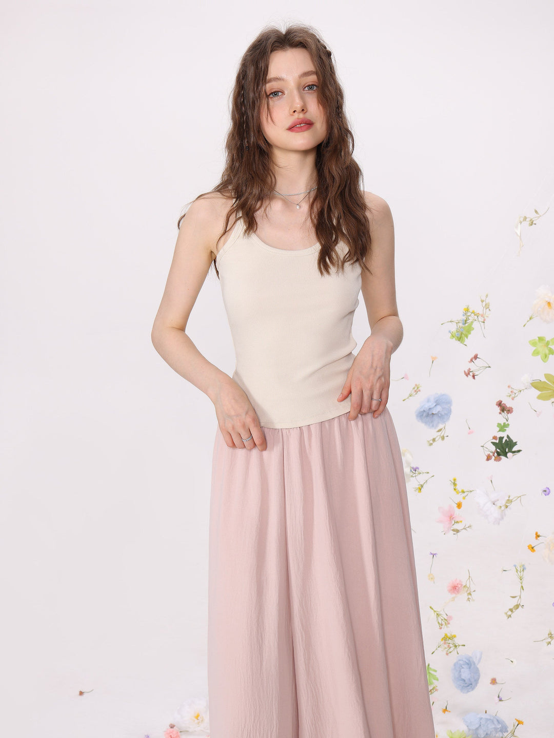 Damen Strick Cami Tank Top Einfarbig Slim Fit