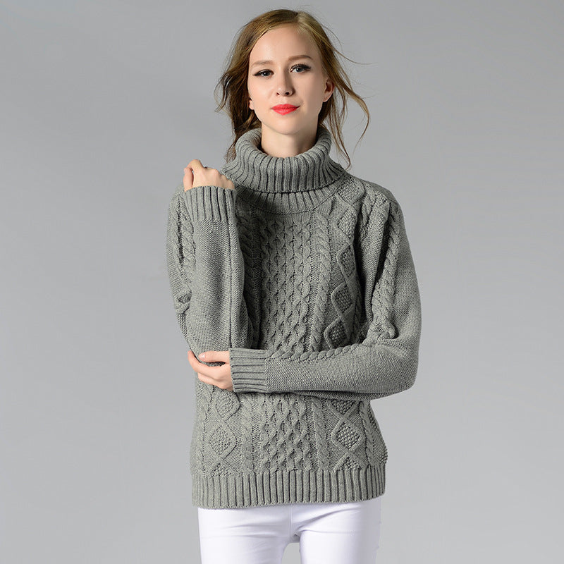 Drune | Damen Rollkragenpullover mit langen Ärmeln und Kabelstrick
