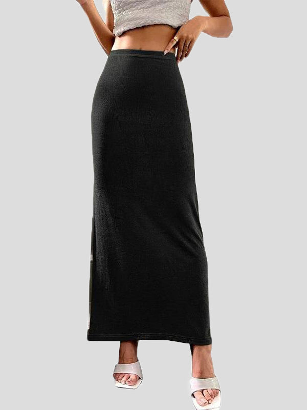 Drune | Frauen Röcke Lässige Einfarbige Slim Fit Maxi Rock