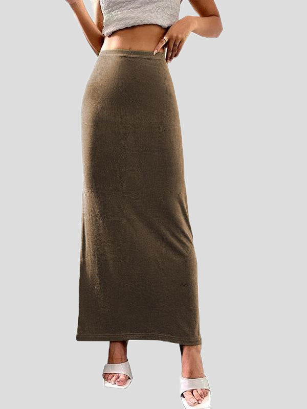 Drune | Frauen Röcke Lässige Einfarbige Slim Fit Maxi Rock