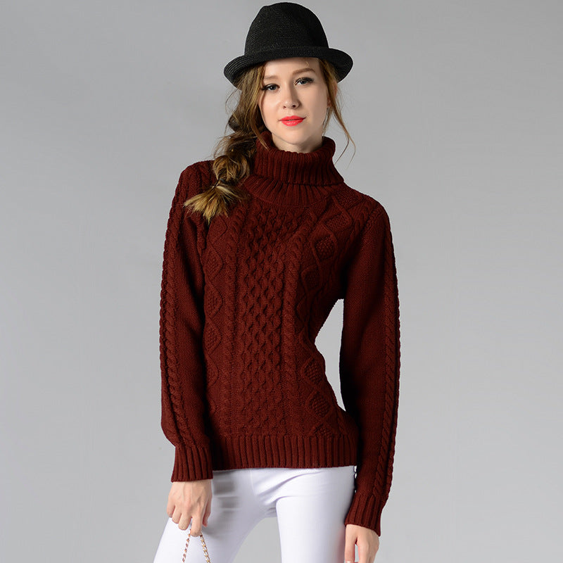 Drune | Damen Rollkragenpullover mit langen Ärmeln und Kabelstrick
