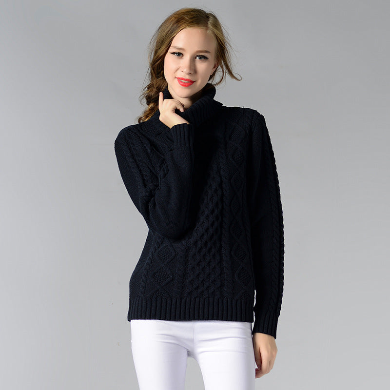 Drune | Damen Rollkragenpullover mit langen Ärmeln und Kabelstrick