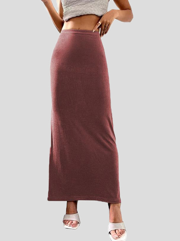 Drune | Frauen Röcke Lässige Einfarbige Slim Fit Maxi Rock