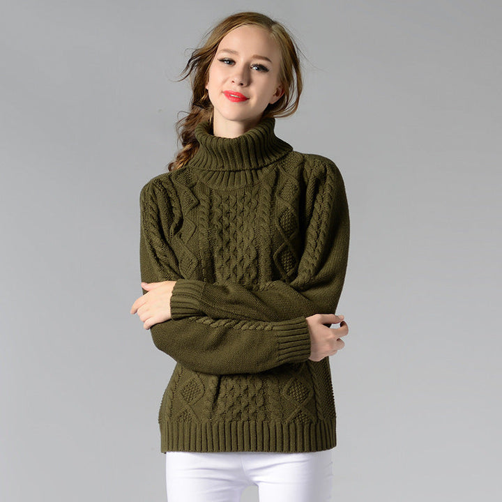 Drune | Damen Rollkragenpullover mit langen Ärmeln und Kabelstrick