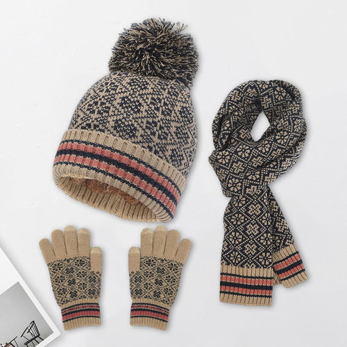 Drune | Lässiges Herbst Winter 4-teiliges Warmes Strickset für Frauen