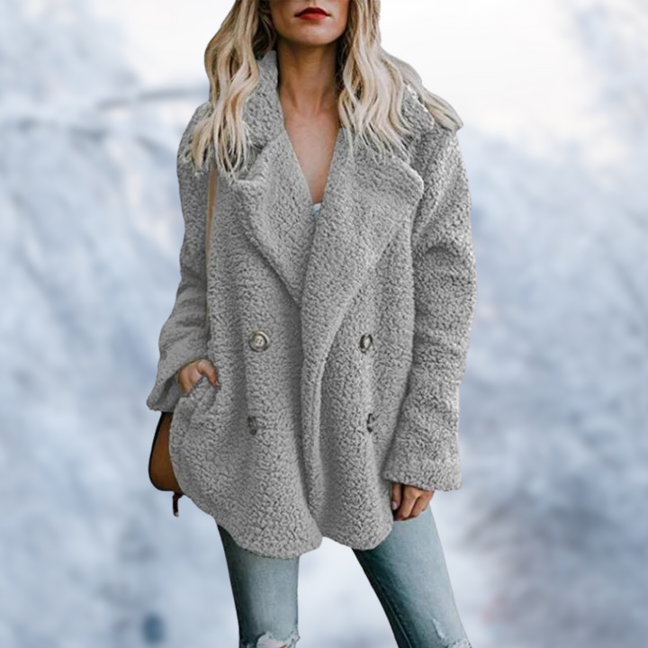Drune - Damen schwarzer Teddy-Mantel für gemütlichen Komfort