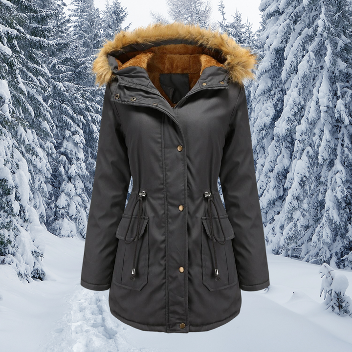 Drune | Fellkragen mit Kapuze Warme Winterjacke