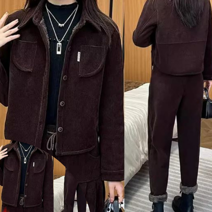 Drune | Damen Winter Weinlese Anzugjacke &amp; Hose