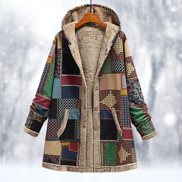 Drune | Langer Fleece Mantel mit Kapuze
