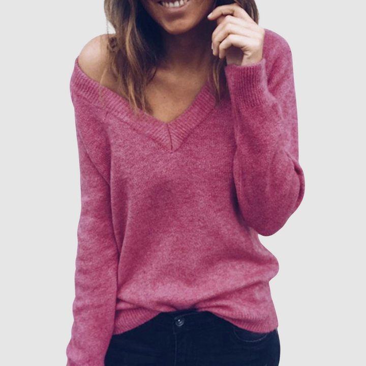 Drune | Strickpullover mit V-Ausschnitt und Lockerer Halslinie