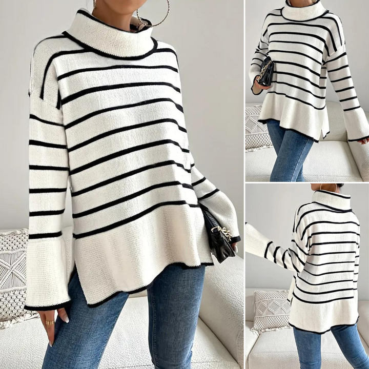 Drune | Gestreifter Rollkragenpullover