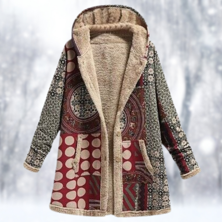 Drune | Langer Fleece Mantel mit Kapuze