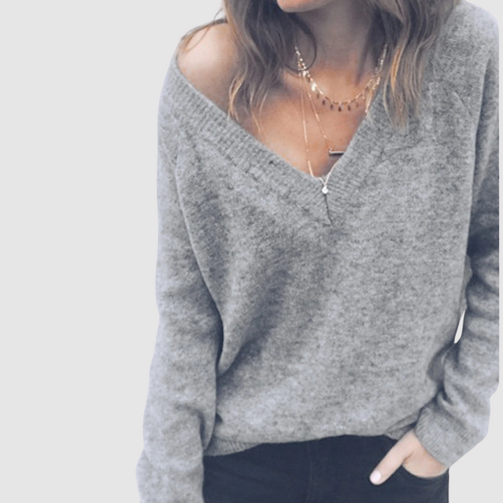 Drune | Strickpullover mit V-Ausschnitt und Lockerer Halslinie