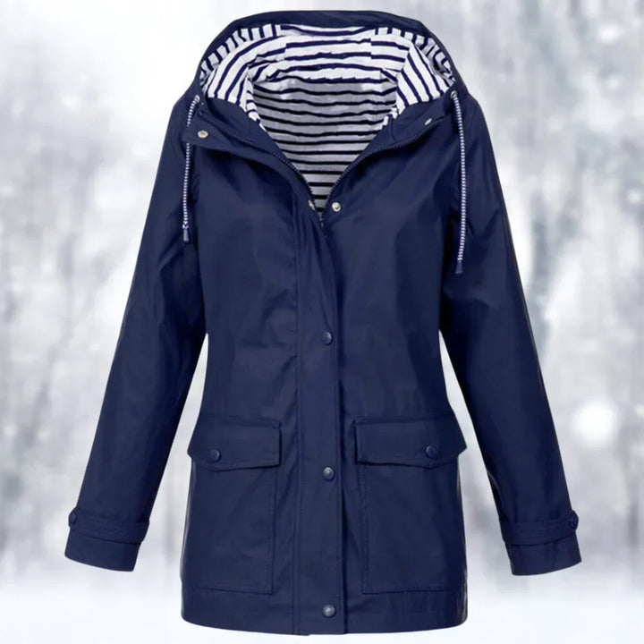 Drune | Regenjacke Wasserdicht mit Kapuze Verstellbarer Kordelzug Reißverschluss & Knopfverschluss