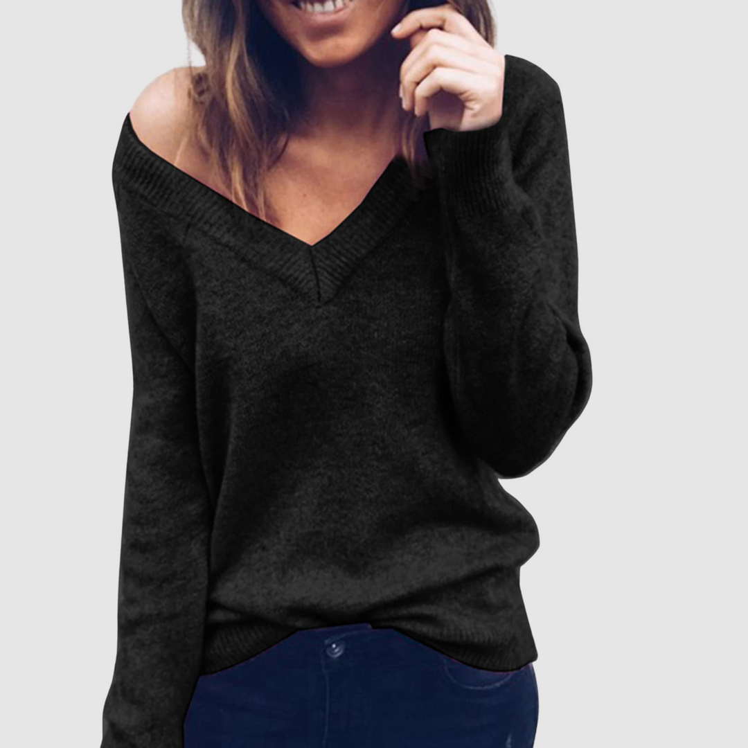 Drune | Strickpullover mit V-Ausschnitt und Lockerer Halslinie