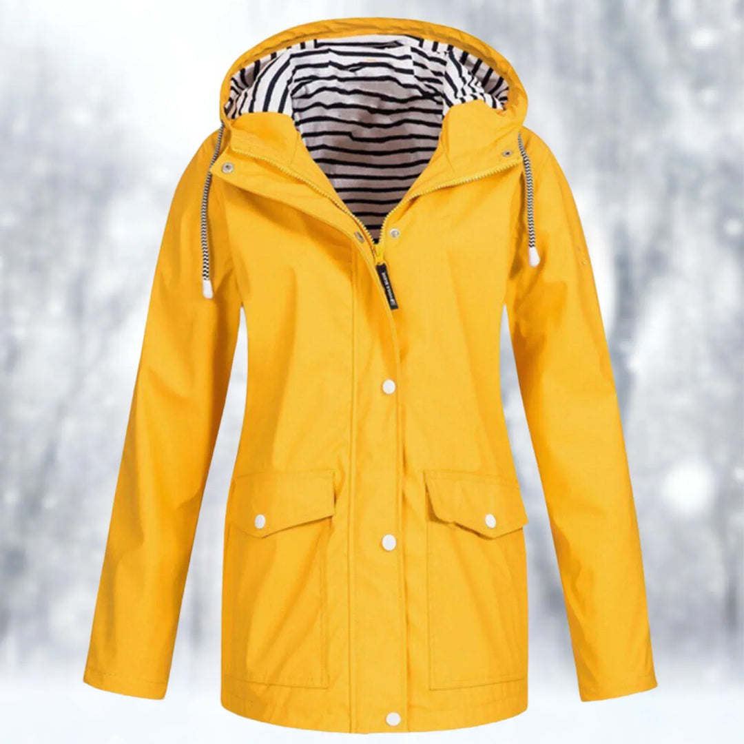 Drune | Regenjacke Wasserdicht mit Kapuze Verstellbarer Kordelzug Reißverschluss & Knopfverschluss