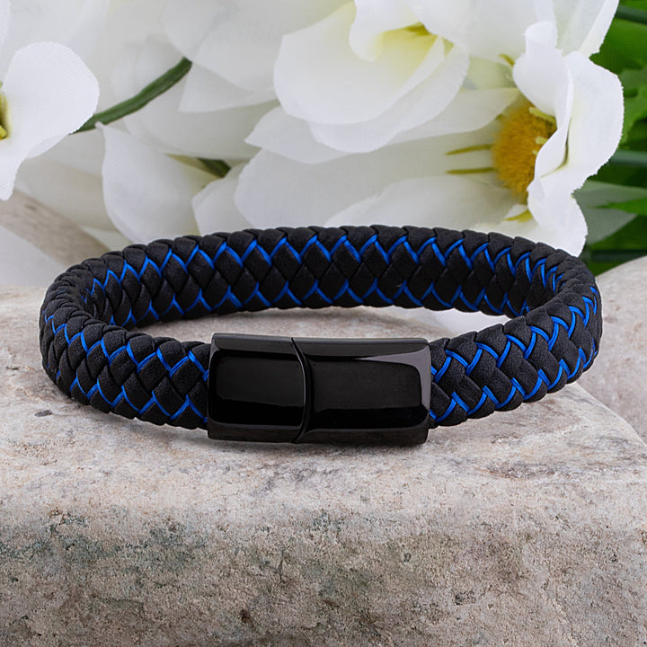 Drune | Coole Lederarmband mit Schwarz und Blau Detail