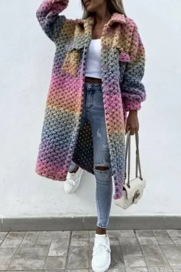 Drune | lange gestrickte Jacke - übergroße warme Außenlage für lässigen täglichen Stil