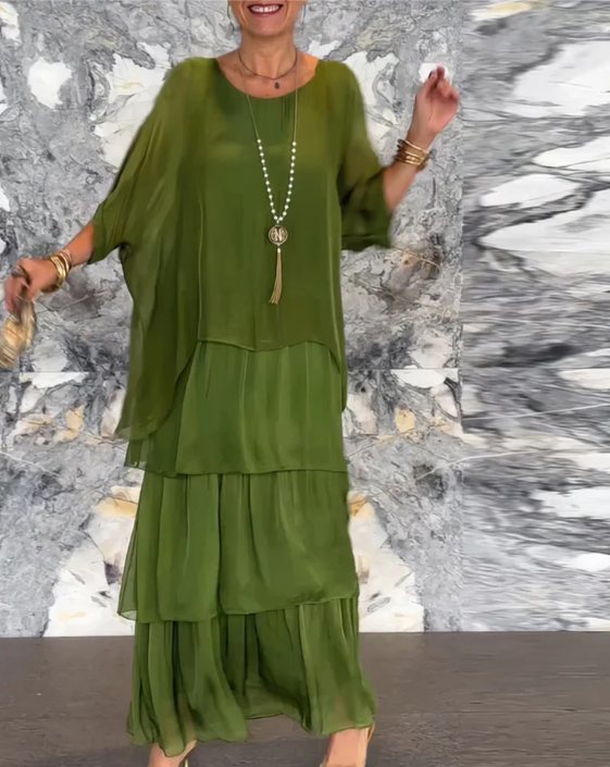Drune | Elegantes Maxikleid mit weitem Rundhalsausschnitt
