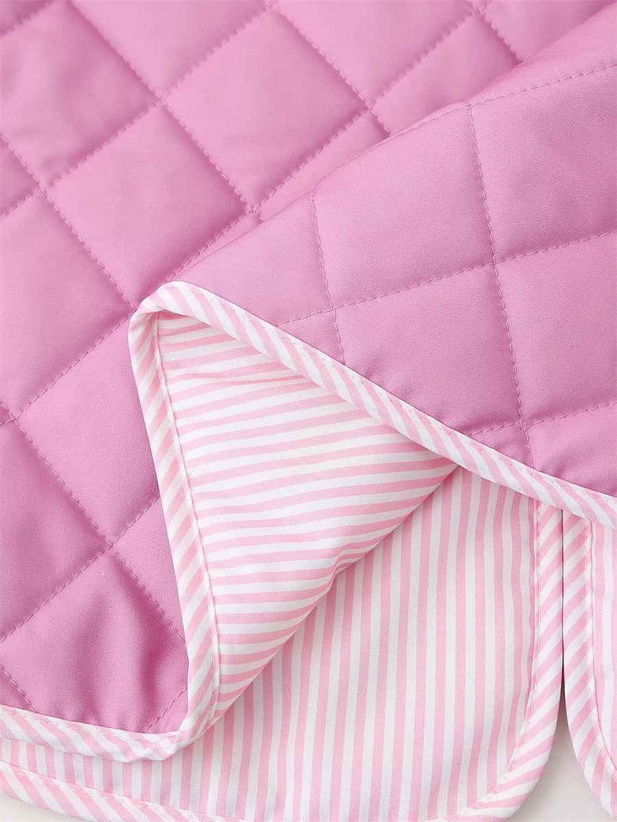 Drune | Rosa Damenjacke mit Patchwork und Schleife
